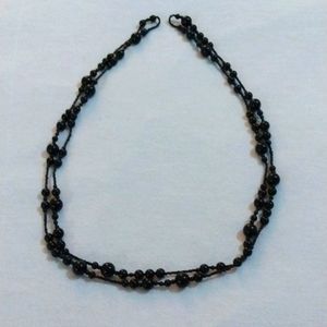 Long Black beaded necklace! Almost New!